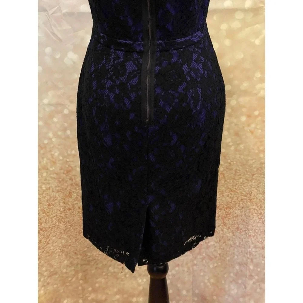 Simply Vera Vera Wang 2 Purple/Black‎ Lace Knee Length BodyCon Zipper Back - Picture 6 of 7